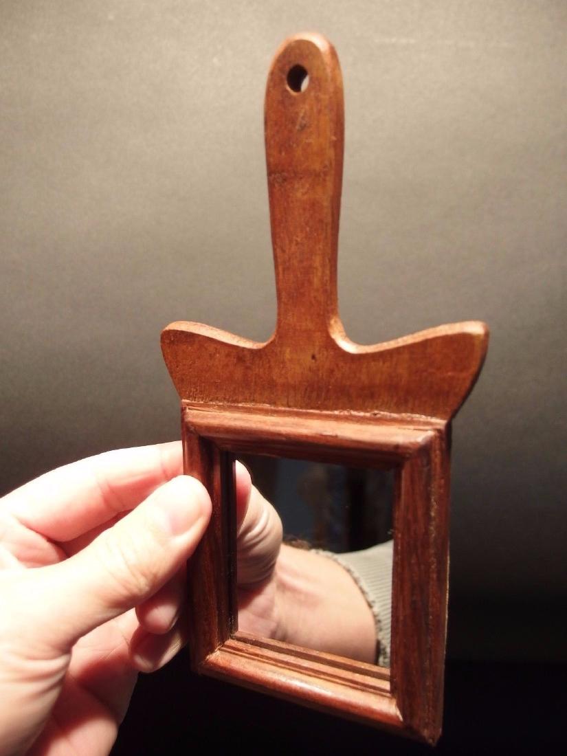 Wood Hand Mirror: Antique Vintage Style Wood Hand Mirror Description 7 1/4"Long x 3 3/4" Wide Wonderful reproduction wood hand mirror. The handle h