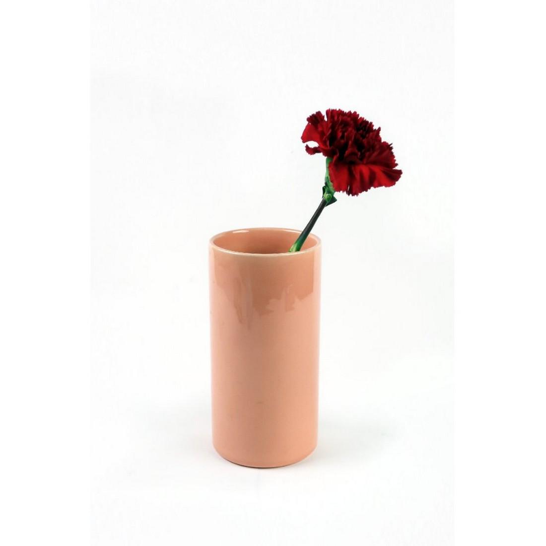 1980s Haeger Pink Cylinder Vase (1 of 5)