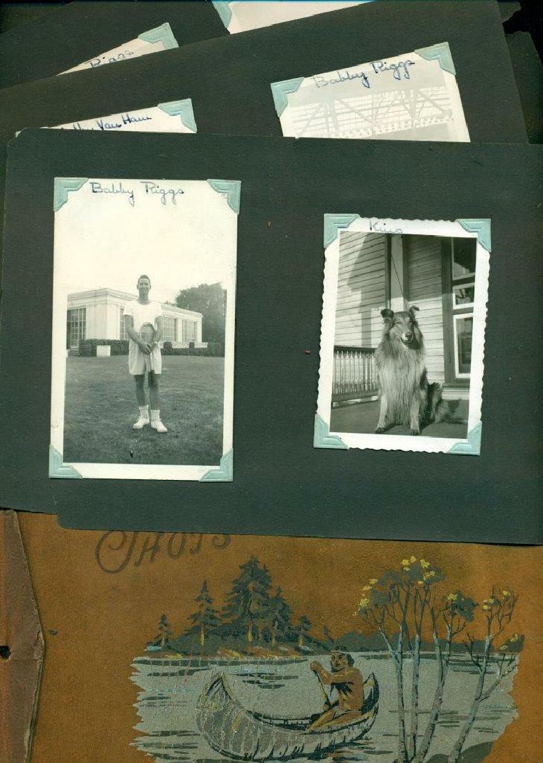 c 1946 SNAPSHOT ALBUM w MASTERS TENNIS, BOBBY RIGGS,: c 1946 SNAPSHOT ALBUM w MASTERS TENNIS, BOBBY RIGGS, FRANK KOVACS, SEWICKLEY PA c 1946 SNAPSHOT ALBUM w MASTERS TENNIS, BOBBY RIGGS, FRANK KOVACS, SEWICKLEY PA Circa 1946 snapshot photograph album wit