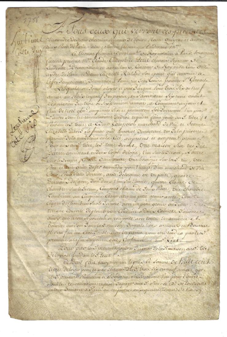 1756 Vellum French Manuscript (1 of 2)