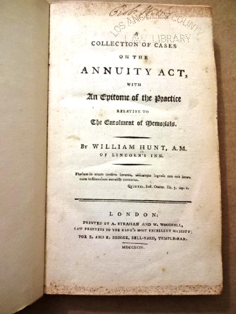 1794 Hunt's Collection of Cases on Annuity Act (1 of 4)