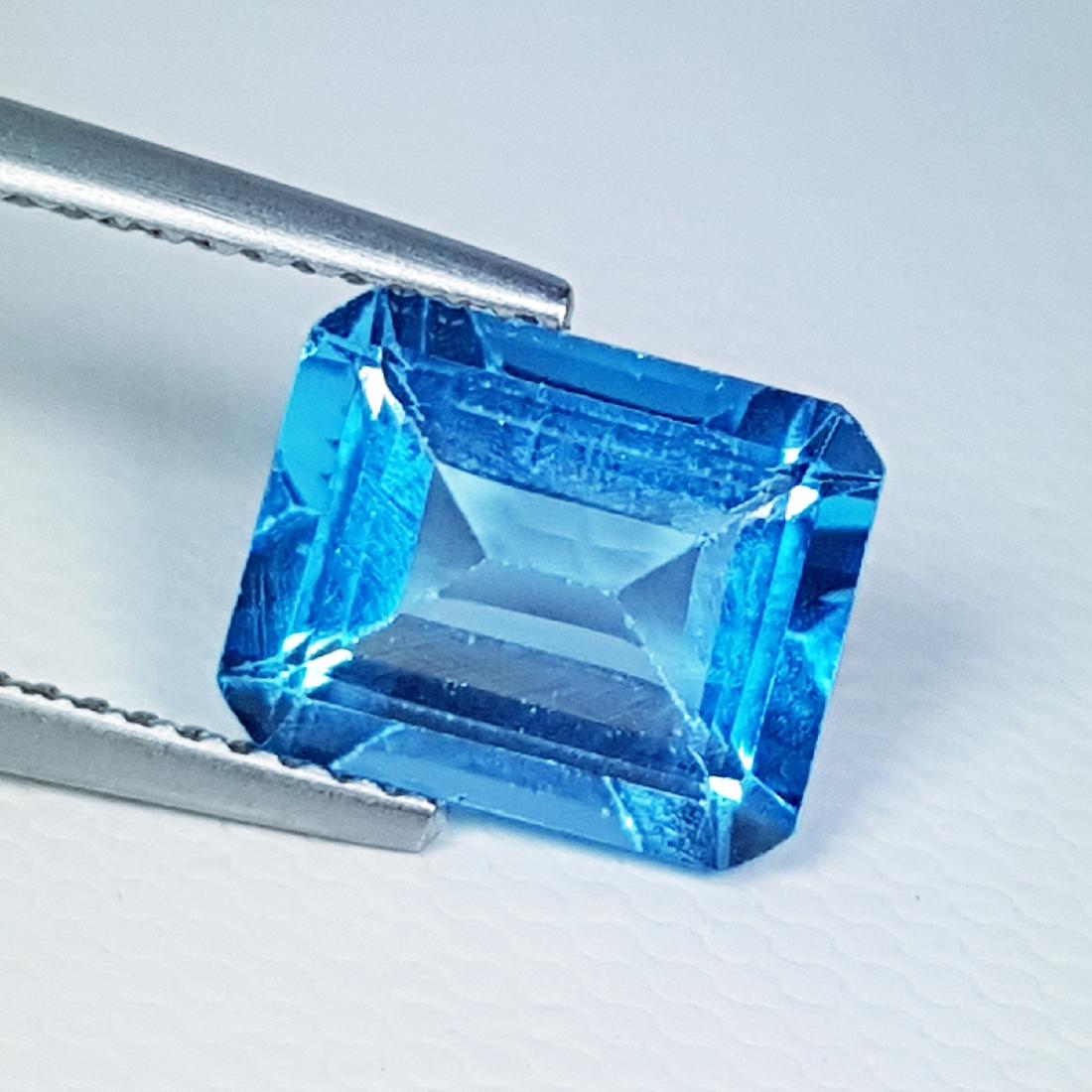 3.63 ct Exclusive Gem Emerald Cut Natural Blue Topaz (1 of 5)