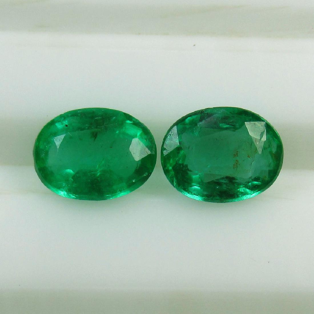 1.70 Ct Genuine Zambian Emerald Oval Matching Pair (1 of 2)