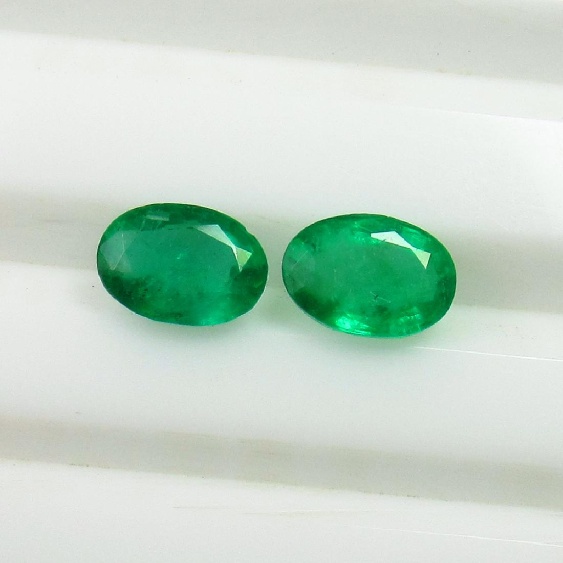 1.38 Ct Genuine Zambian Emerald 7X5 mm Oval Pair (1 of 3)
