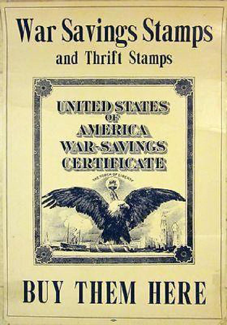 CUT 100$ WWI POSTER – WAR SAVINGS STAMPS & THRIFT (1 of 1)