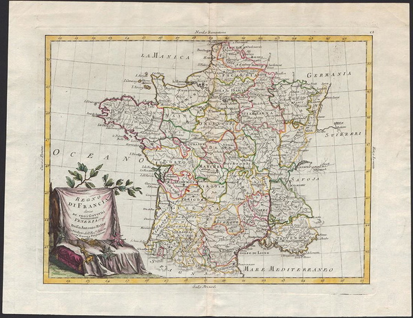 1776 Map Of France By Zatta W/huge Margins