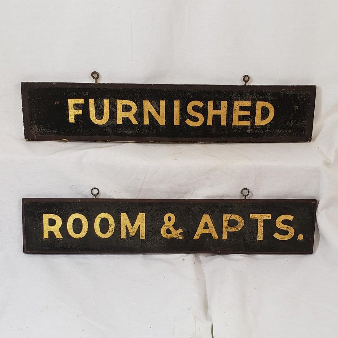Furnished rooms and apartments signs ca 1920's (1 of 4)
