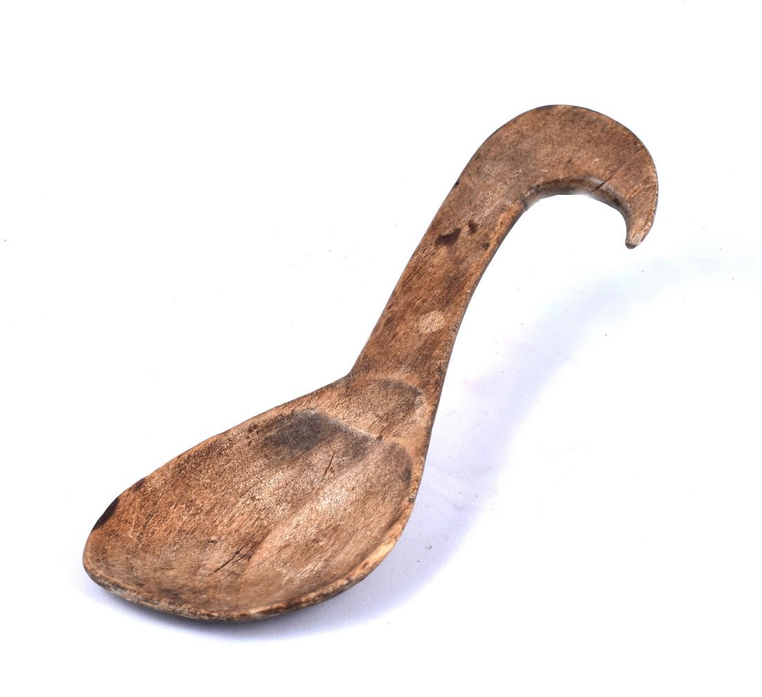 Primitive hook handled spoon, well proportioned and (1 of 3)