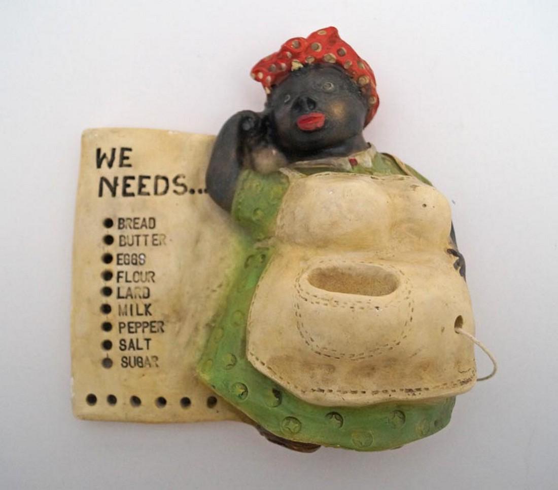 Black Americana Mammy Chalk Ware String Holder