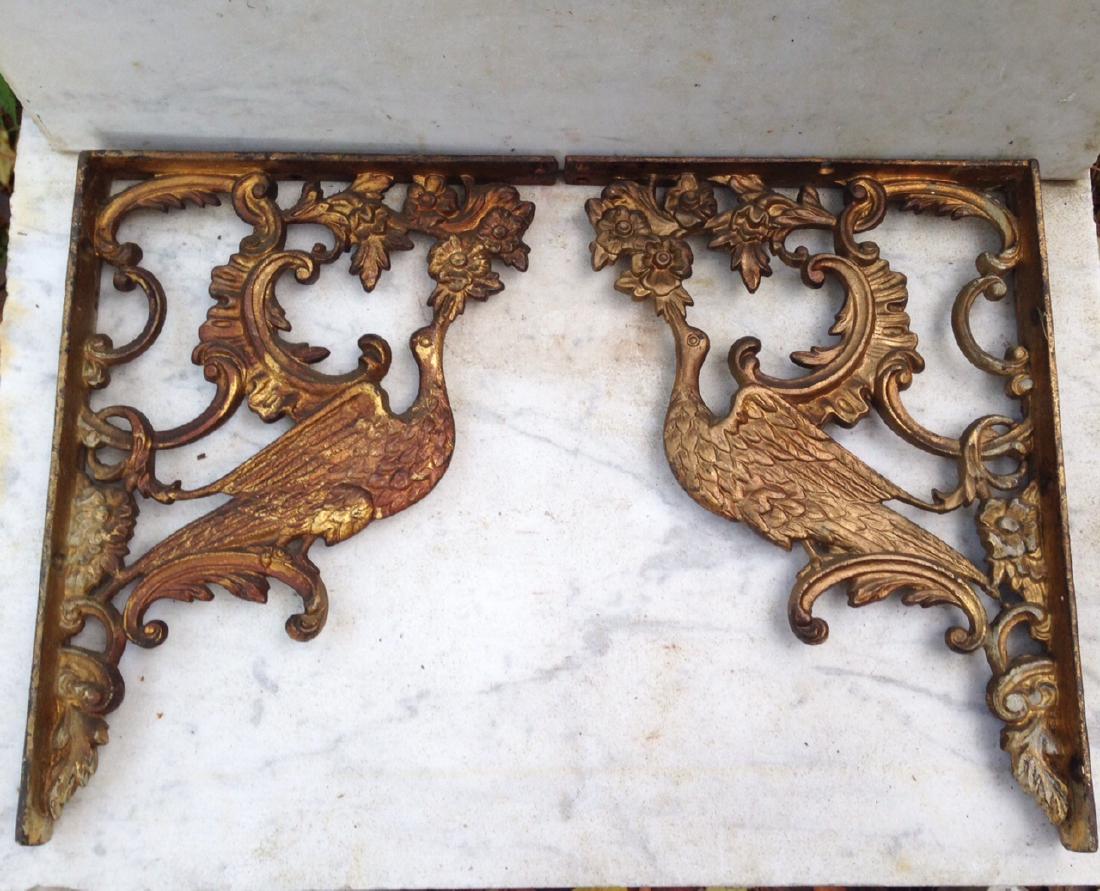 Pair 19thc cast iron brackets with birds (1 of 9)