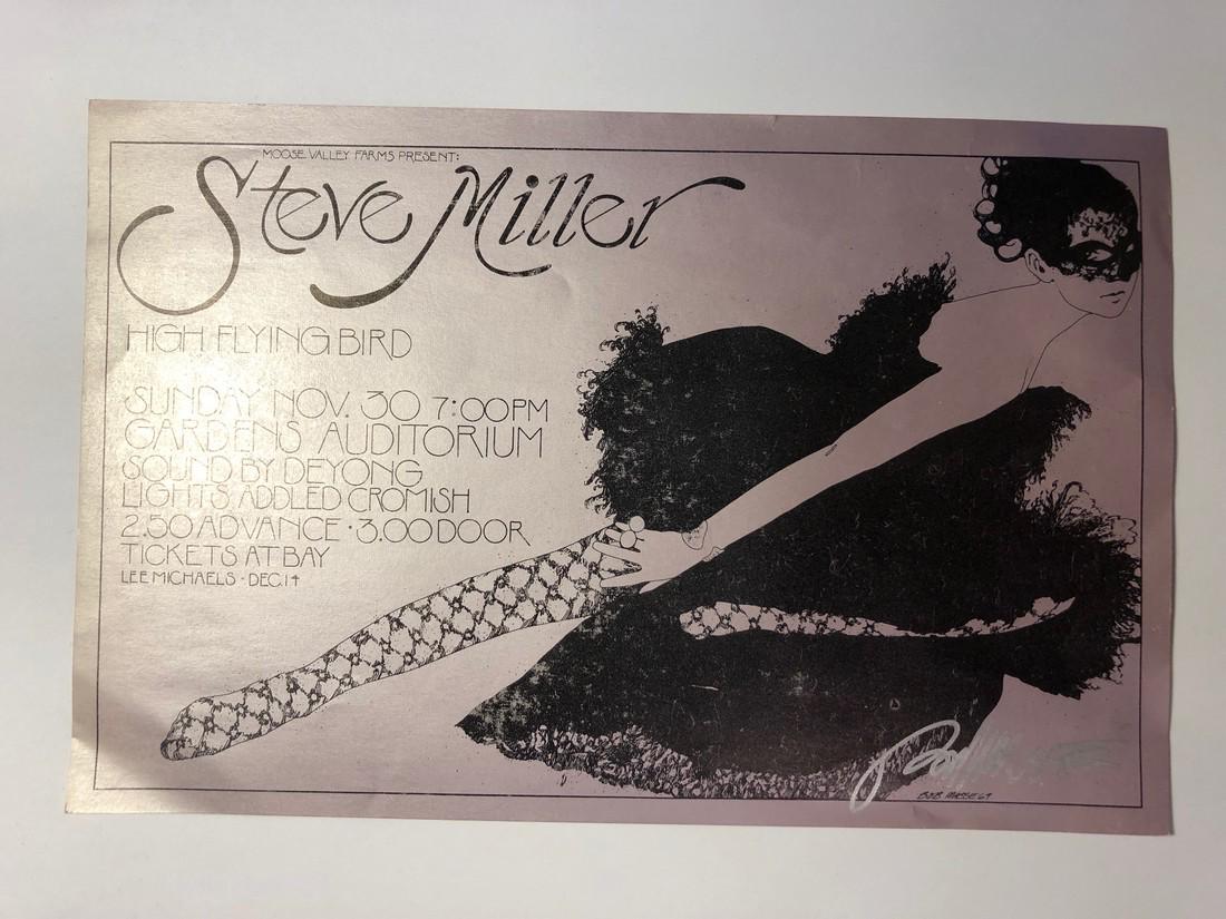 RARE - Steve Miller Signed Foil-type HANDBILL: Steve Miller Signed Foil-type HANDBILL - Signed by artist Bob Masse - original. Moose Valley Farms - Garden Auditorium Shipping: Domestic: Flat-rate of $6.69 to anywhere within the contiguous U.S. Int