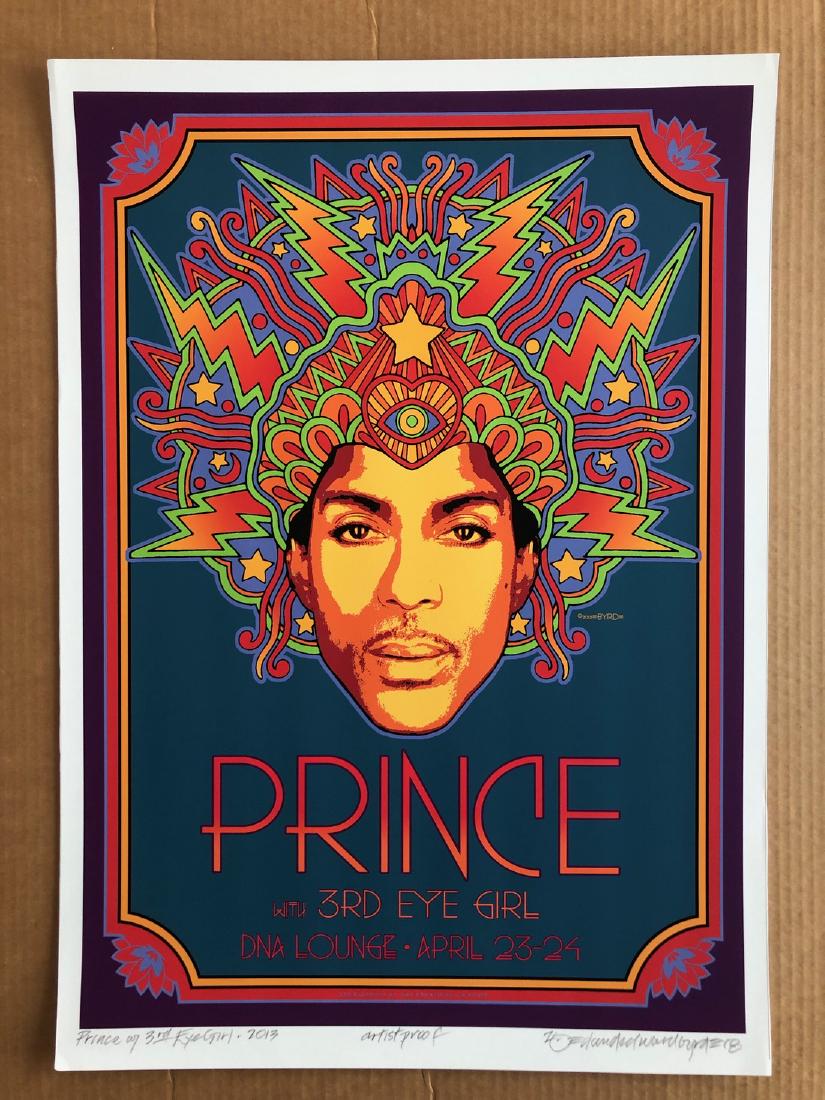 PRINCE AND THIRD EYE GIRL AT DNA LOUNGE: PRINCE AND THIRD EYE GIRL AT DNA LOUNGE - LIMITED EDITION MADE ONLY FOR EVENT TEAM AND BAND MEMBERS - ARTIST PROOF. Archival MATTE Paper giclee print by David Edward Byrd - signed and numbered print. 