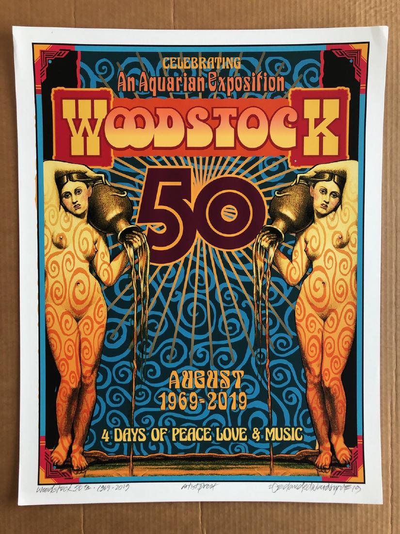 SUPER RARE ARTIST MISTAKE-ALL OTHERS: SUPER RARE ! ! ! ARTIST MISTAKE ! ! ! ALL OTHERS DESTROYED ! WOODSTOCK 50th ANNIVERSARY SIGNED - ARTIST PROOF. Archival MATTE Paper giclee print by David Edward Byrd - signed and numbered print. Unfra