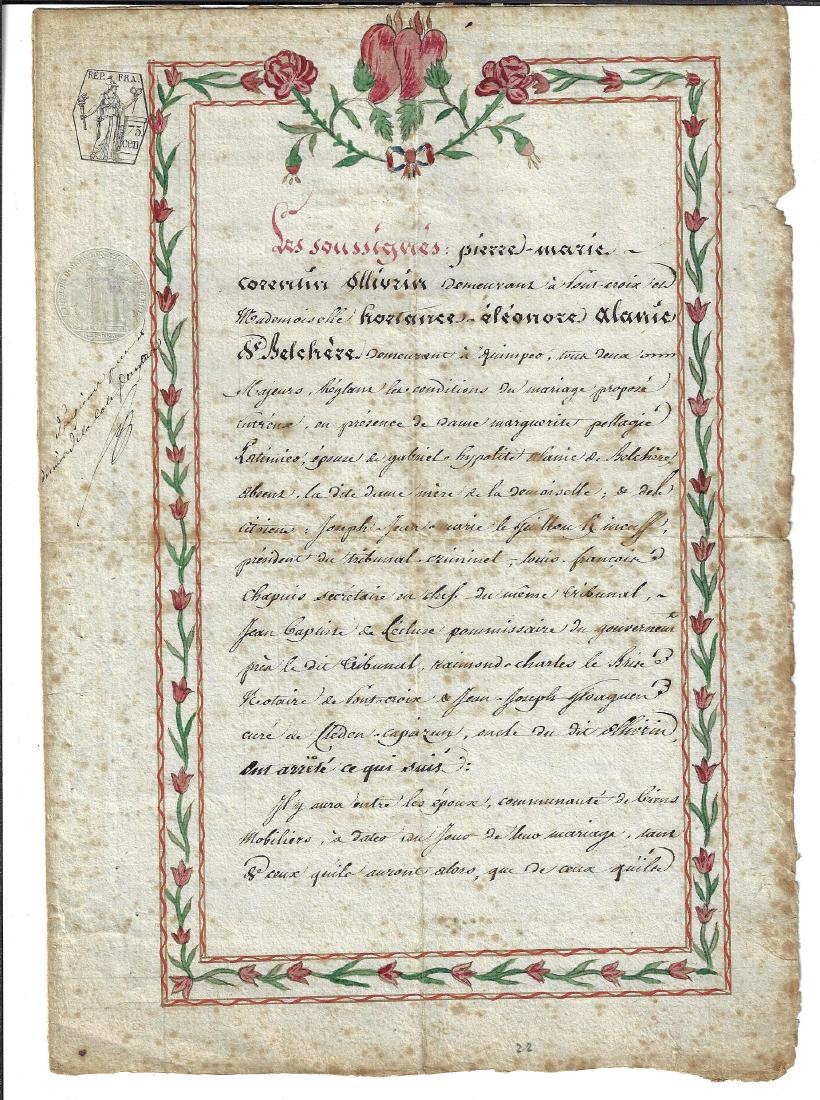 Beautiful 18th c French Marriage Agreement (1 of 2)