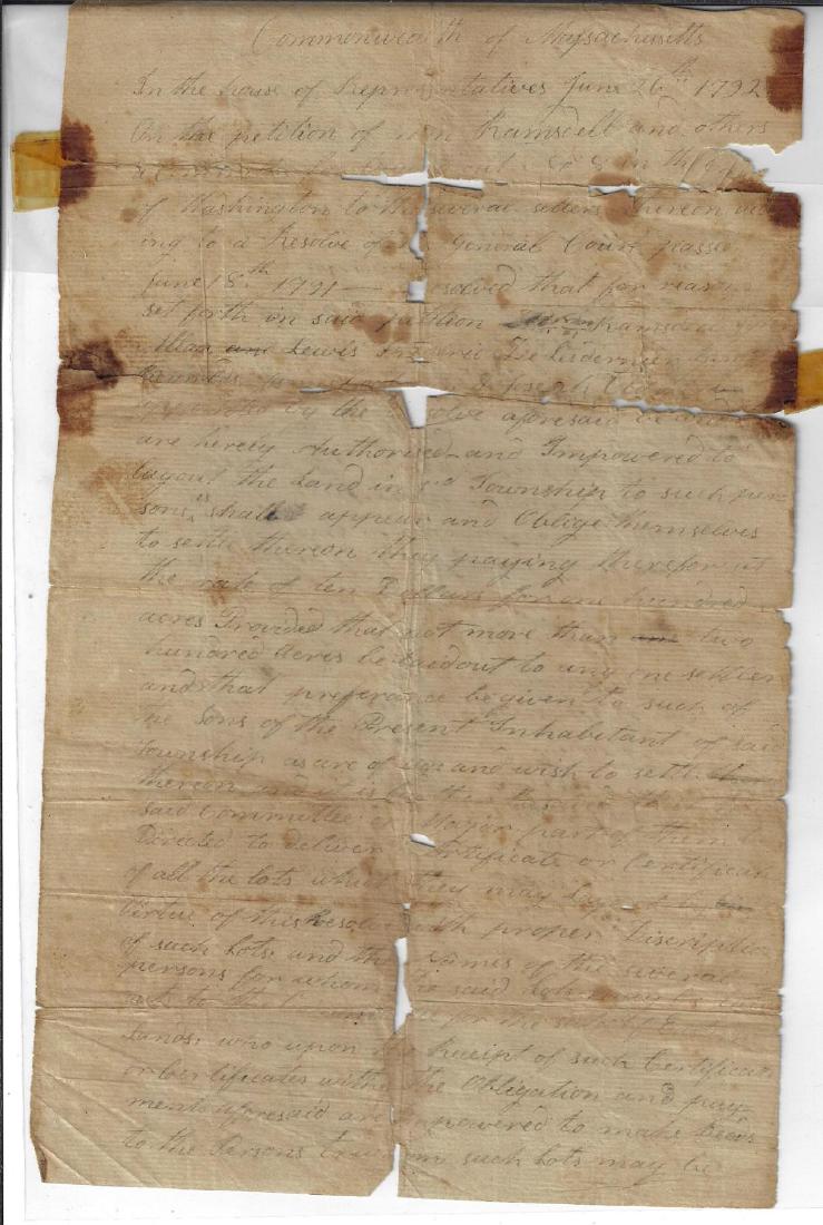 1792 Manuscript Massachusetts John Hancock (1 of 3)