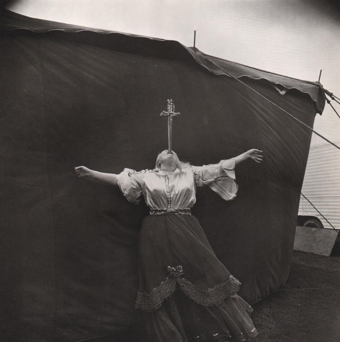 DIANE ARBUS - Albino Sword Swallower at a Carnival, MD,: Artist: DIANE ARBUS Print Title: Albino Sword Swallower at a Carnival, MD, 1970 Medium: Photoengraving Printed 1970Â’s in the US Image size (inches) approx. 8 x 8Â” Reserve: $25.00 Shipping: Dom