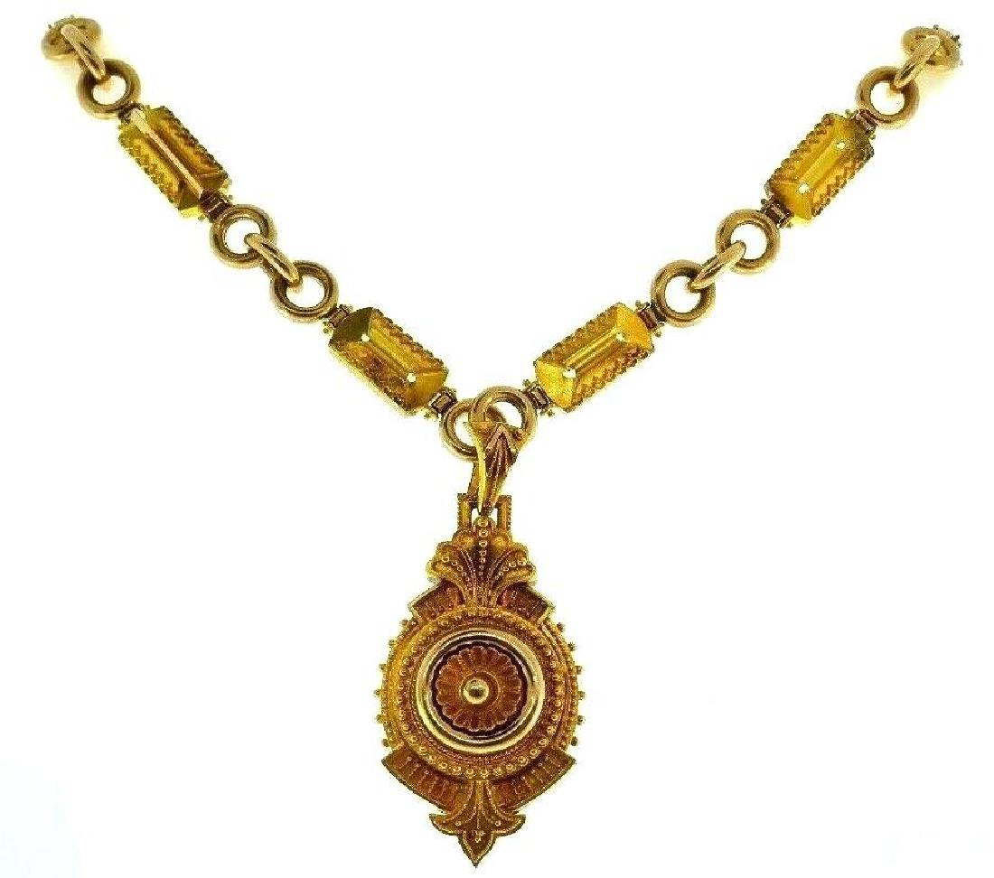 Victorian English 15K Yellow and Rose Gold Chain Locket (1 of 12)