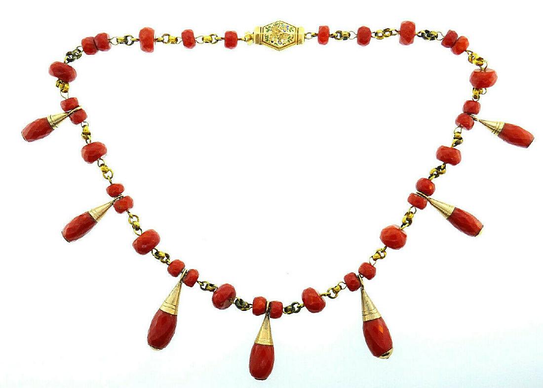 Victorian 14k 18k Gold Enamel Faceted Mediterranean (1 of 3)