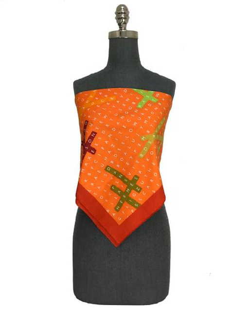Hermes Crossword Puzzle Cotton Scarf