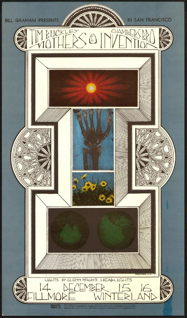 Original BG-97 Mothers of Invention Poster: Artist: Stanley Mouse Title: Original BG-97 Mothers of Invention Poster Printing Date: 1967 Medium: Lithograph Size/Format: 12¾? x 21¾? Publisher: Bill Graham Series: Bill Graham Presents Additional