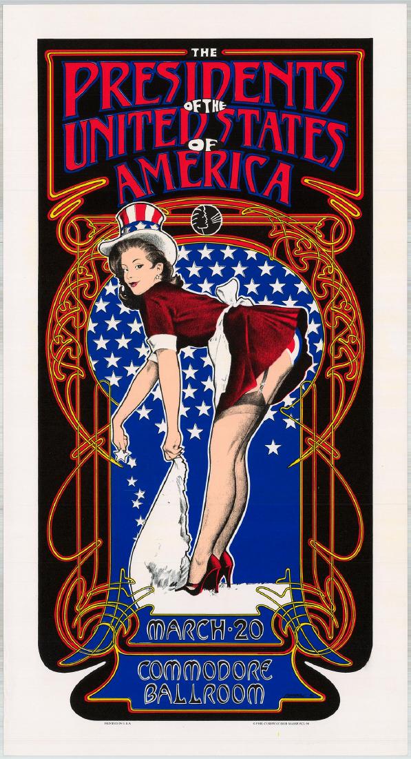 The Presidents Of The United States Of America Poster: No Reserve! Artist: "Phil Cushway Bob Masse" Title: The Presidents Of The United States Of America Poster Printing Date: 1996 Medium: Silk Screen Size/Format: 14? x 26¼? Additional Information: The P