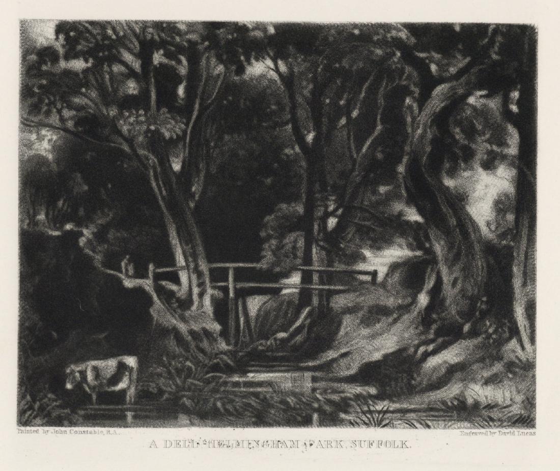 Sir John Constable / David Lucas mezzotint "A Dell,: This beautiful mezzotint engraving was composed by John Constable and engraved by David Lucas. It is from the much sought-after "English Landscape" series; this impression on cream wove paper is from