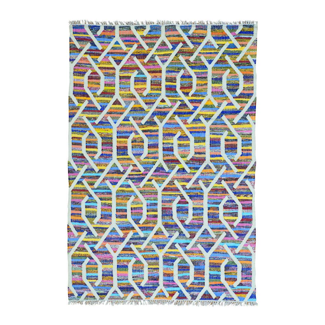 Hand Woven Colorful Kilim Wool and Sari Silk Oriental (1 of 5)