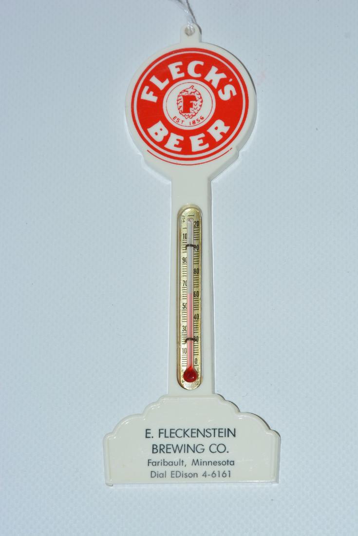 Fleck's Beer Plastic Pole Thermometer: No Reserve! rated 9.5, nice, tube is good, 7"T Shipping: Domestic: Flat-rate of $15.00 to anywhere within the contiguous U.S. Combined shipping: Please ask about combined shipping for multiple lots be