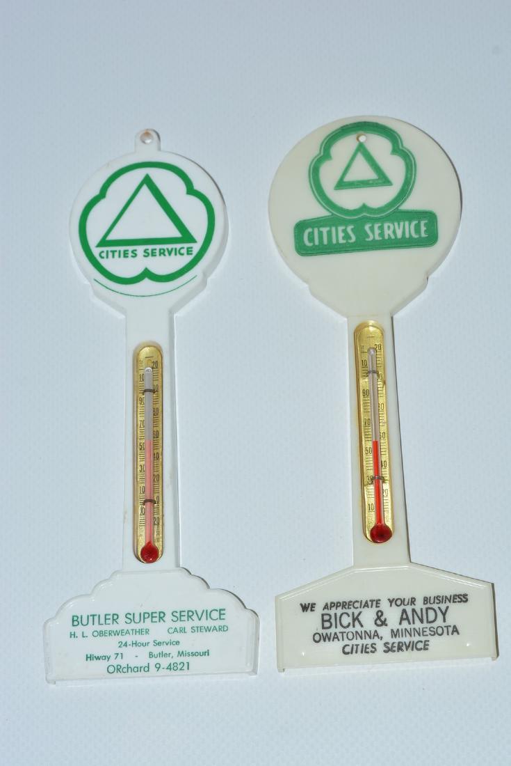 2-Different Cities Service Plastic Pole Thermometers (1 of 2)