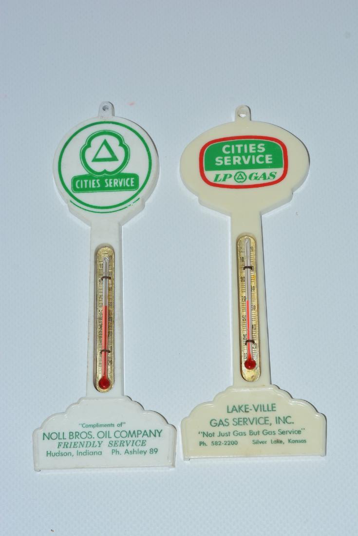 2-Different Cities Service Plastic Pole Thermometers (1 of 2)