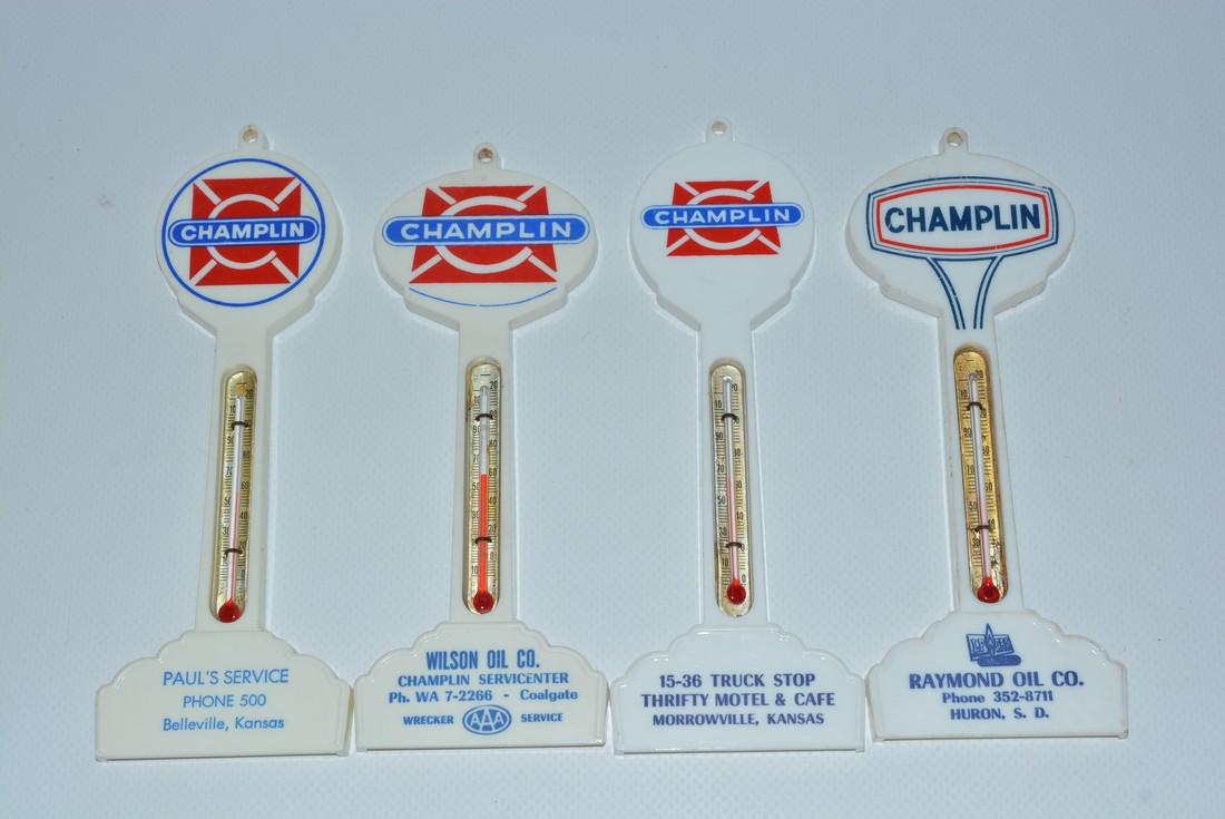 4-Different Champlin Plastic Pole Thermometers (1 of 2)