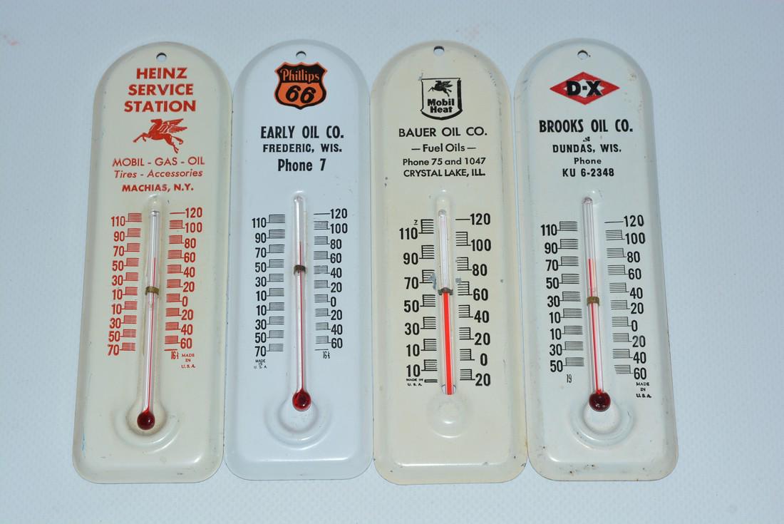4-Small Metal Advertising Thermometers (1 of 2)