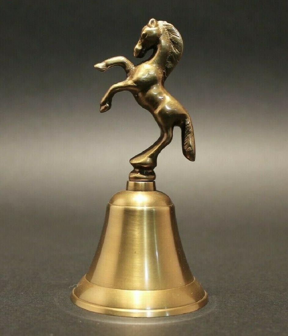 Brass Horse Desk Bell: 5" Tall x 2 1/2" Wide Well made functional reproduction brass desk or table bell with a horse on top. Such a great really loud bell for that decorative finishing touch! Reserve: $20.00 Shipping: Domes