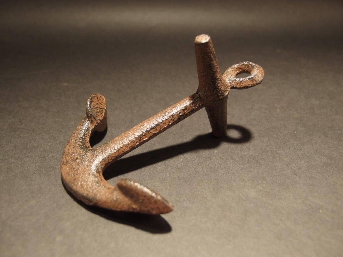 5" Cast Iron Ships Boat Anchor Desk Paperweight: 4 5/8" long x 3 5/8" Wide Very accurate and well made reproduction of an antique paperweight. All solid cast iron, painted to look old. Reserve: $5.00 Shipping: Domestic: Flat-rate of $6.00 to anywher