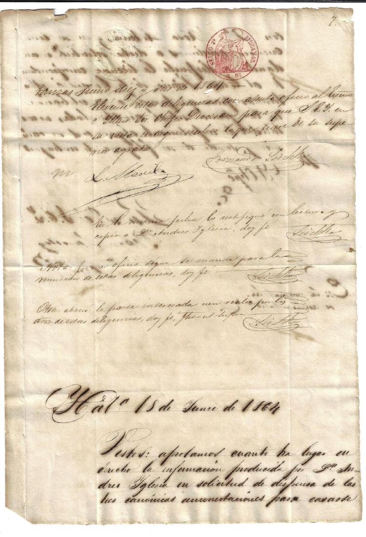 1864 Cuban Manuscript Document Havana (1 of 2)