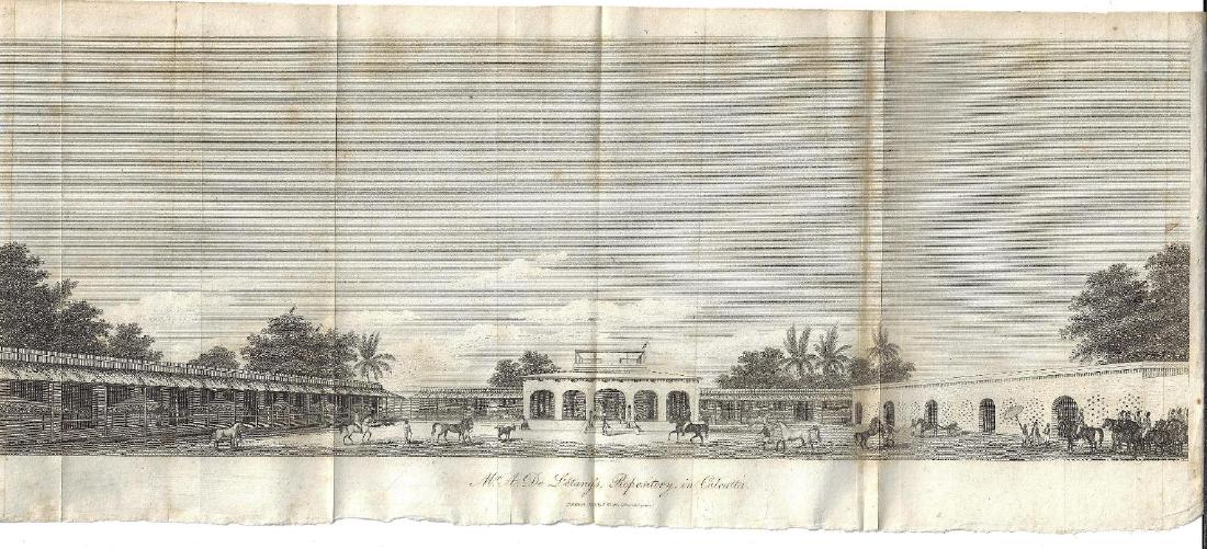 1802 Folding Engraving of Calcutta Stables (1 of 1)