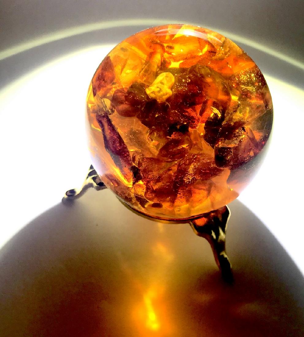Spectacular amber ball sphere on the stand (1 of 9)