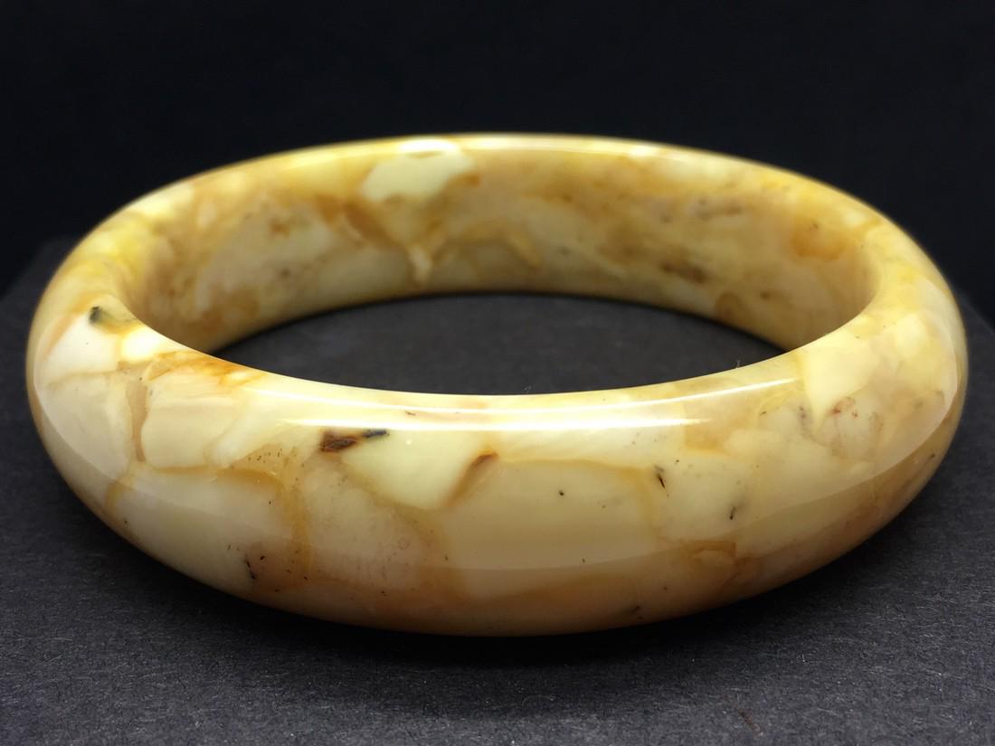Baltic Amber round cut bracelet in white butter colour, (1 of 10)