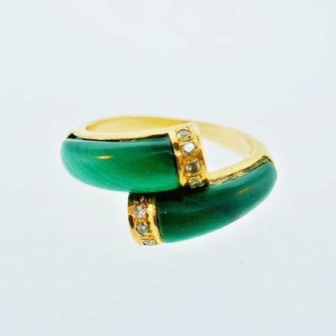 GROOVY Vintage 14k Yellow Gold, Diamond & Malachite (1 of 5)