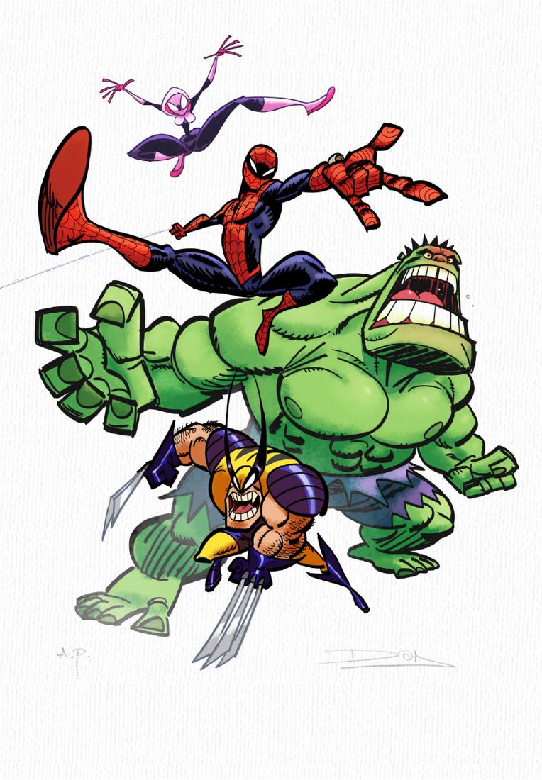 Marvel Superheroes: The Hulk, Spiderman, Spider Gwen, (1 of 1)