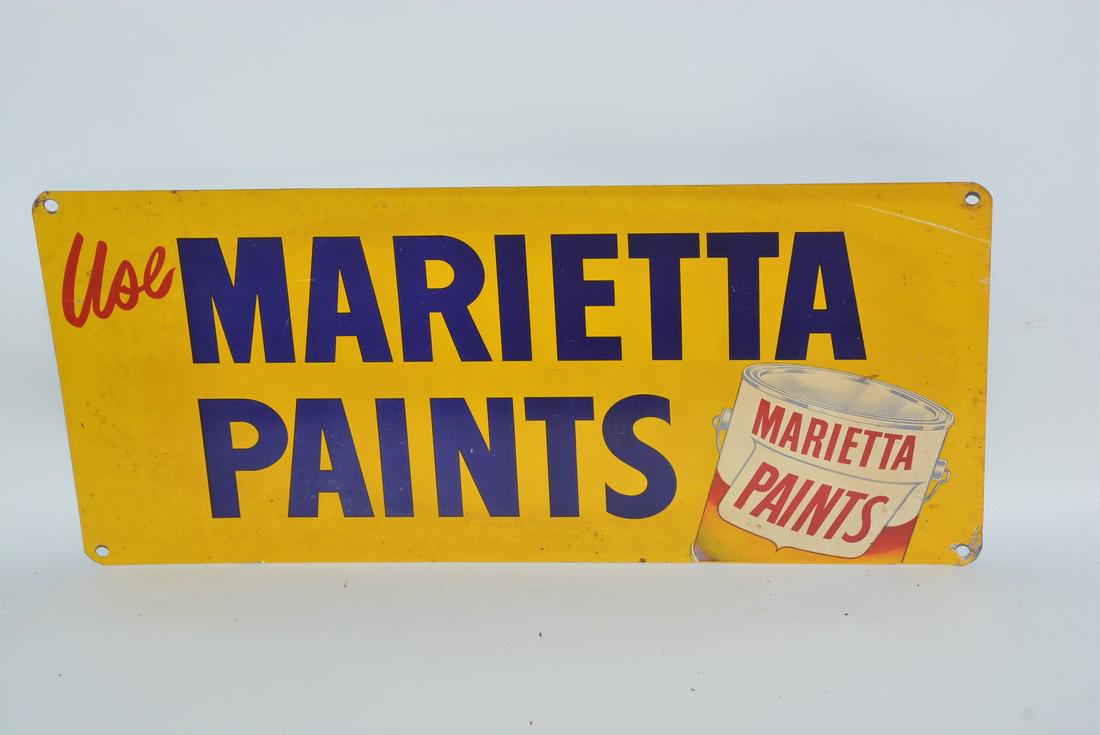 Use Marietta Paints painted sign: No Reserve! SST sign, rated 7.5, has light staining, 7"x16", TAC #021666 Shipping: Domestic: Flat-rate of $20.00 to anywhere within the contiguous U.S. International: Foreign shipping rates are determ