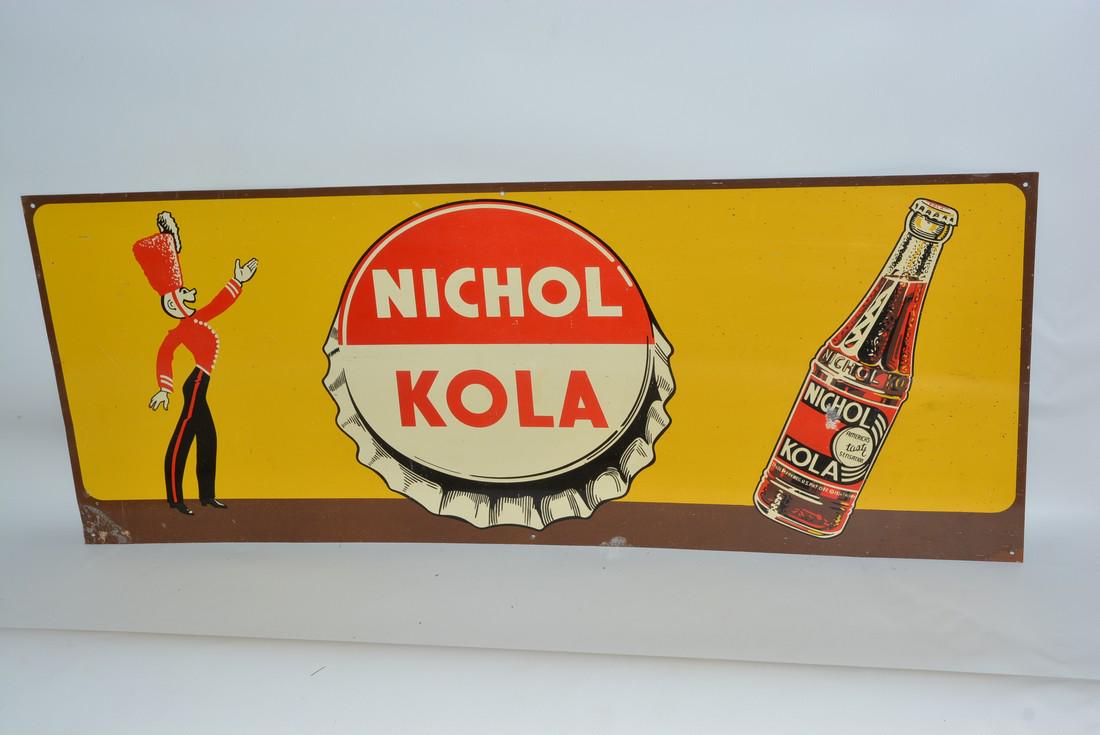 Nichola Kola w/graphics painted sign: No Reserve! SST sign, rated 8, has light wear and fine scratches, 12"x29.5", TAC # 021667 Shipping: Domestic: Flat-rate of $20.00 to anywhere within the contiguous U.S. International: Foreign shipping