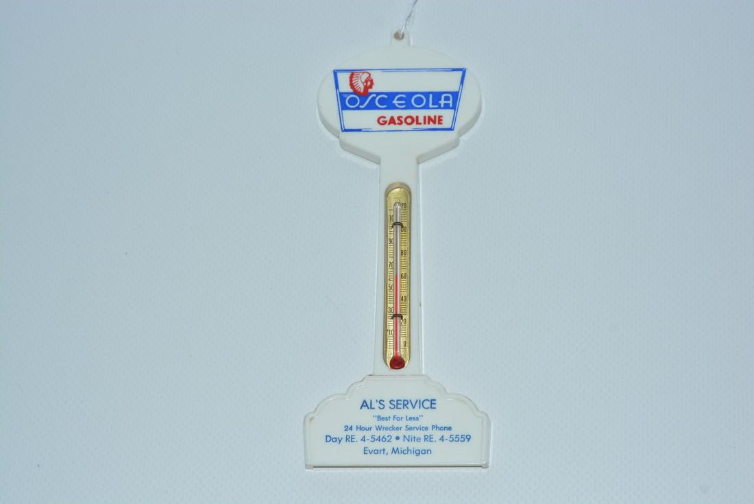 Osceola Gasoline w/logo Plastic Pole Thermometer (1 of 2)