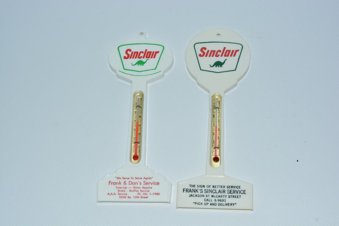 2-Different Sinclair Dino Plastic Pole Thermometer (1 of 2)