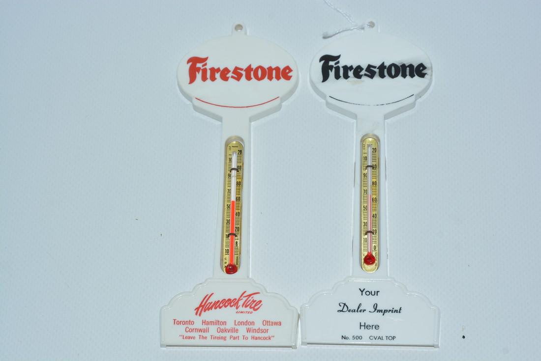 2-Firestone (tires) Plastic Pole Thermometer (1 of 2)