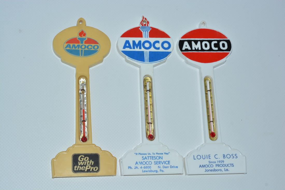 3-Different AMOCO Plastic Pole Thermometers (1 of 2)