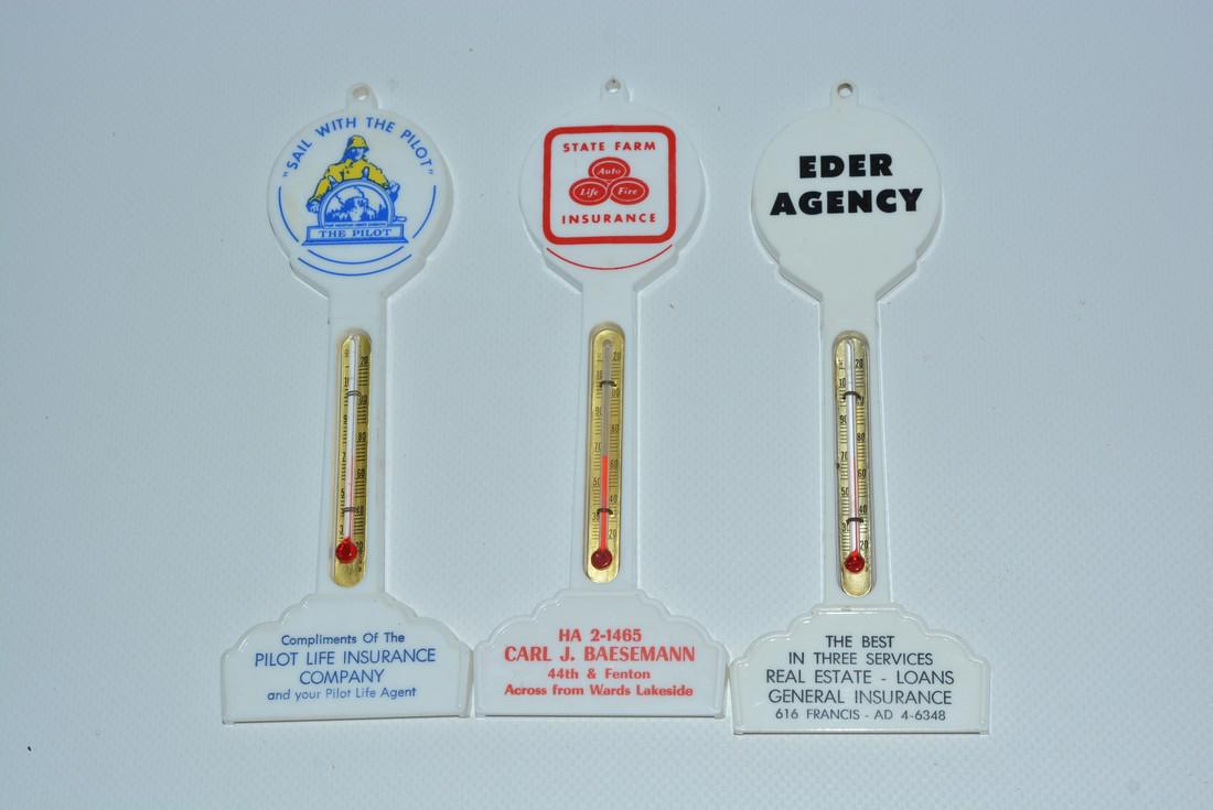 3-Different Insurance Plastic Pole Thermometers (1 of 2)