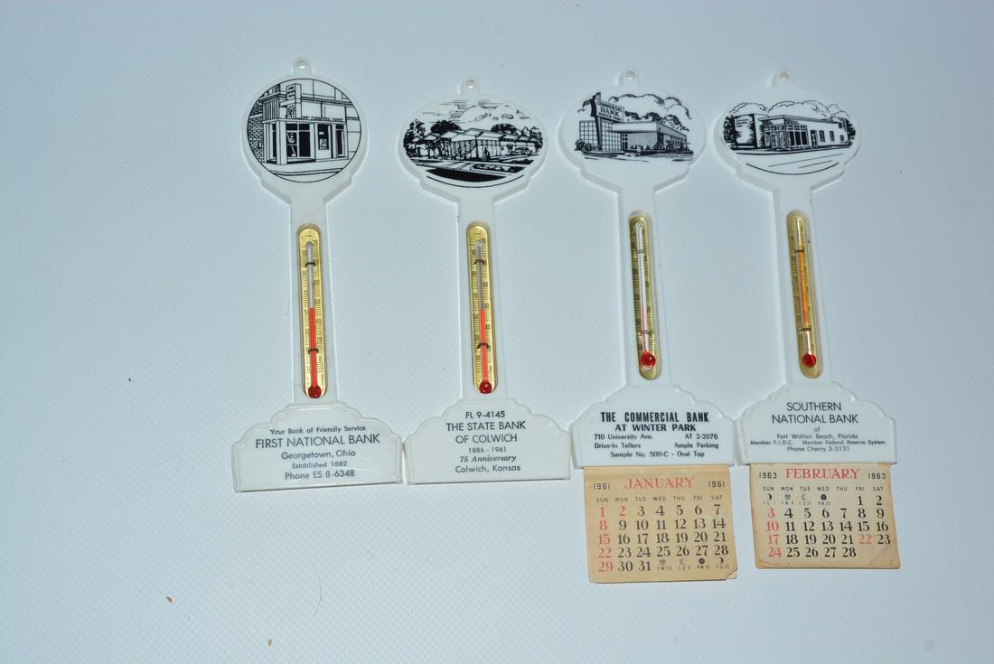 4-Different Bank Plastic Pole Thermometers (1 of 2)