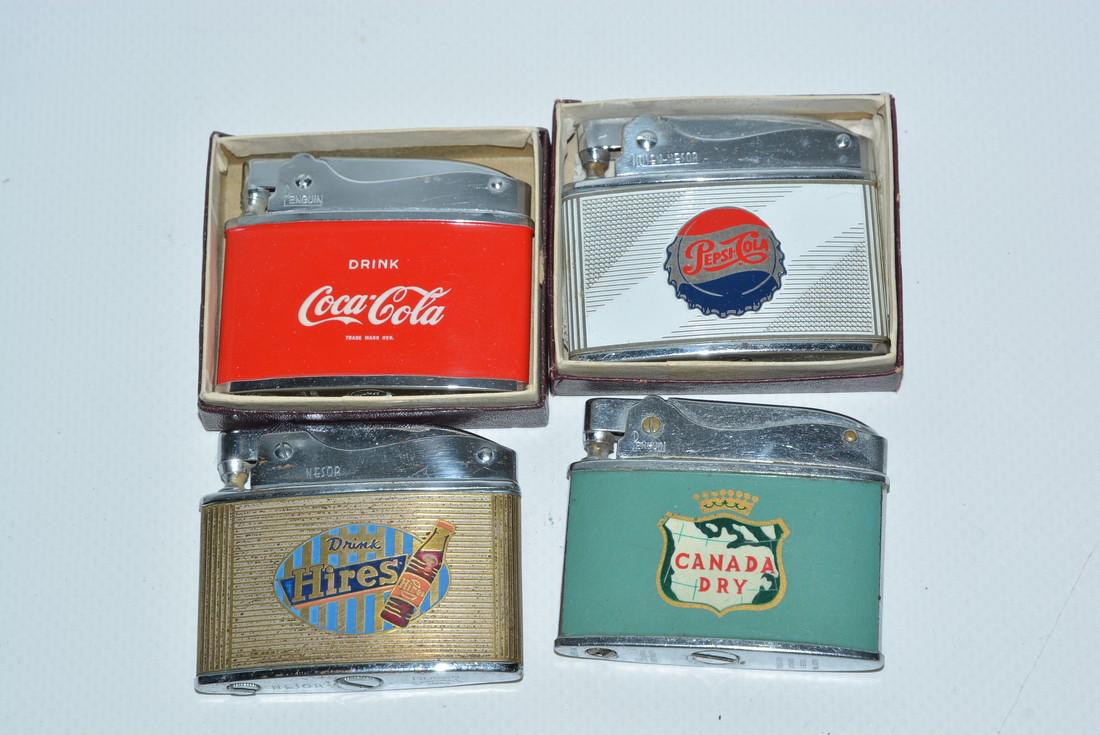 4-Different Soda Related Metal Cigarette Lighters (1 of 2)