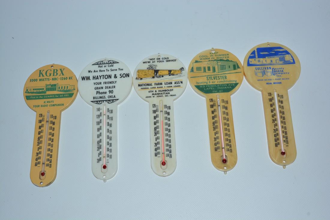 5-Different Plastic Advertising Thermometers (1 of 1)
